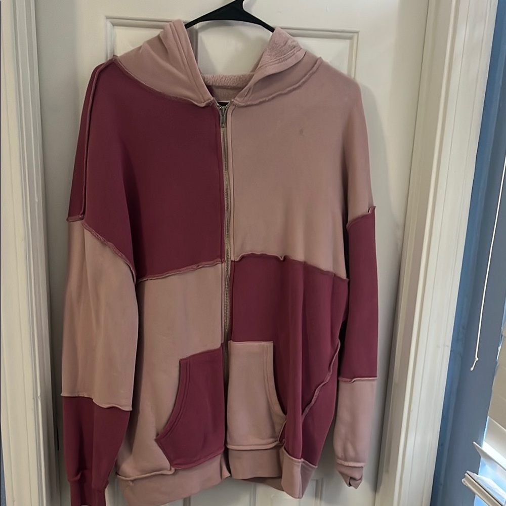 Trendy Pink and Mauve Colorblock Hoodie